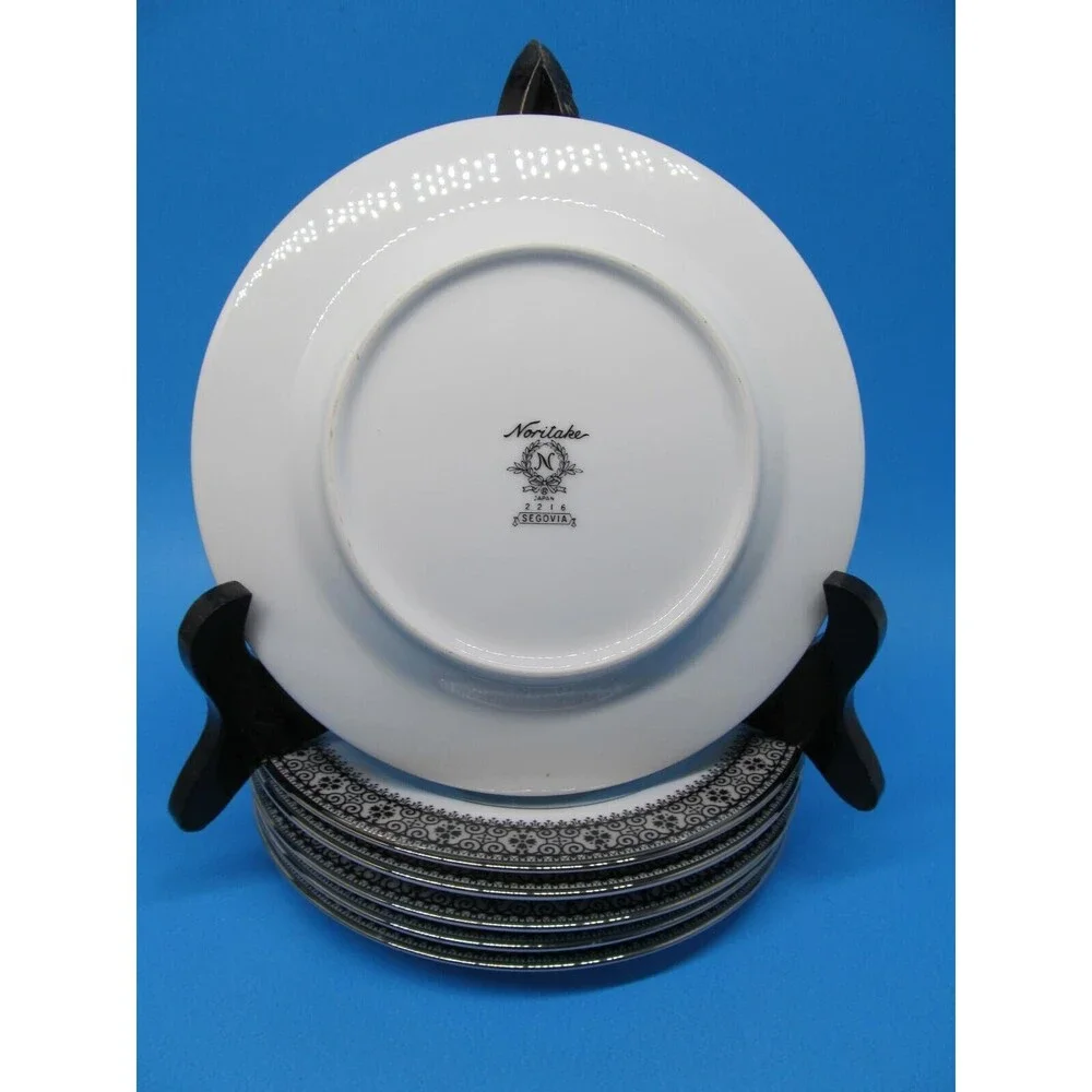 Noritake  Segovia Set Of 6 Black And White 6 1/2